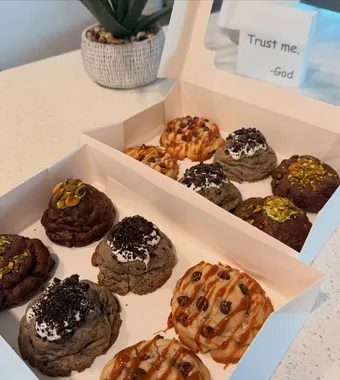 Open box of assorted stuffed cookies